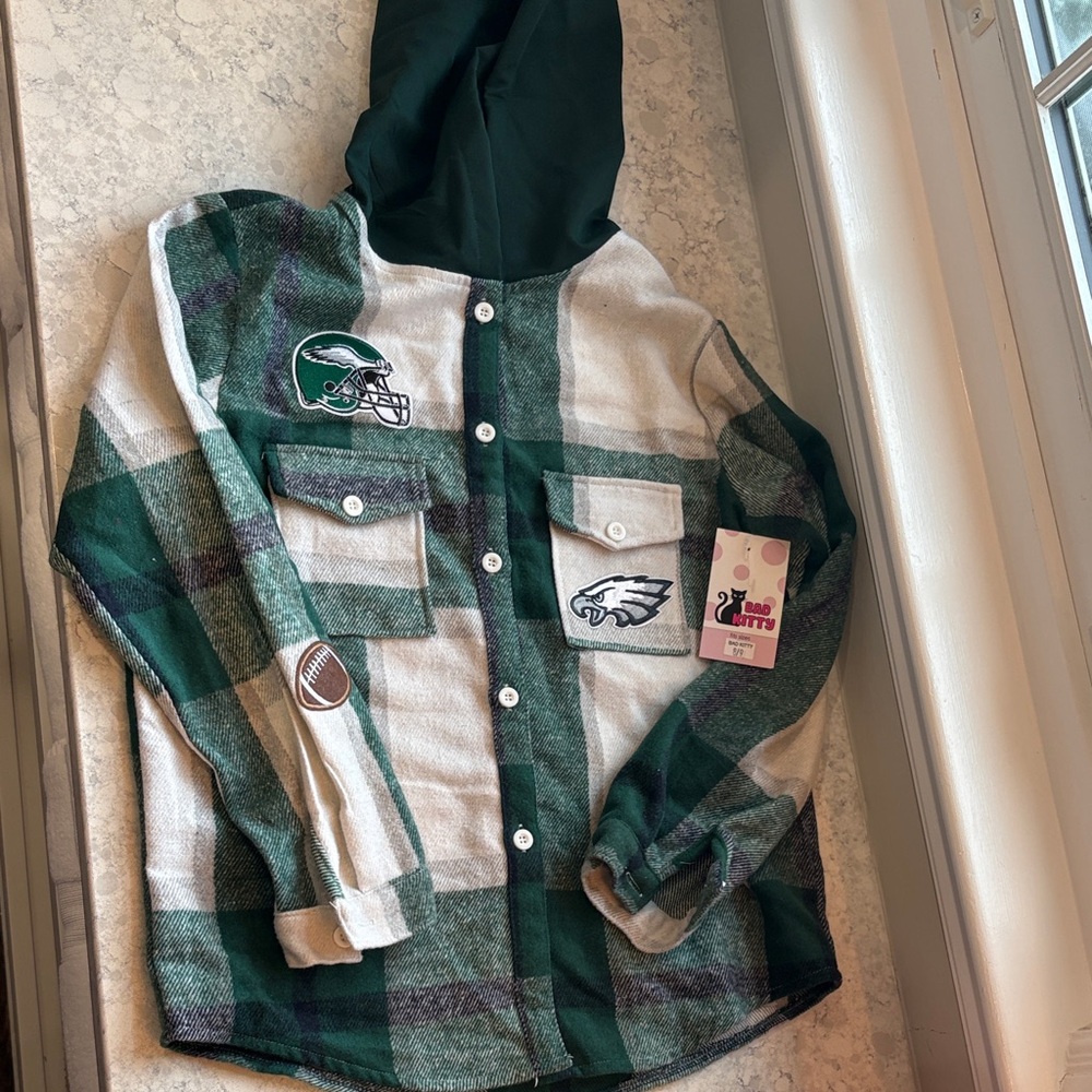 Eagles Kids Plaid Jacket with Hood